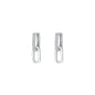 Silver CZ Earrings - Rectangular Hoop