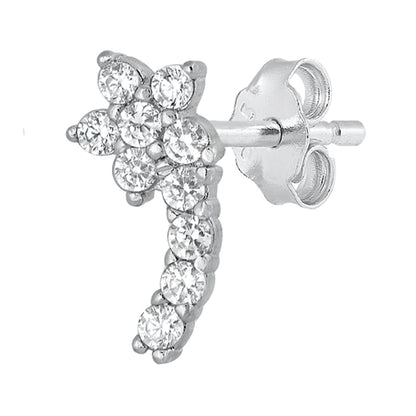 Silver CZ Earrings - Flowers