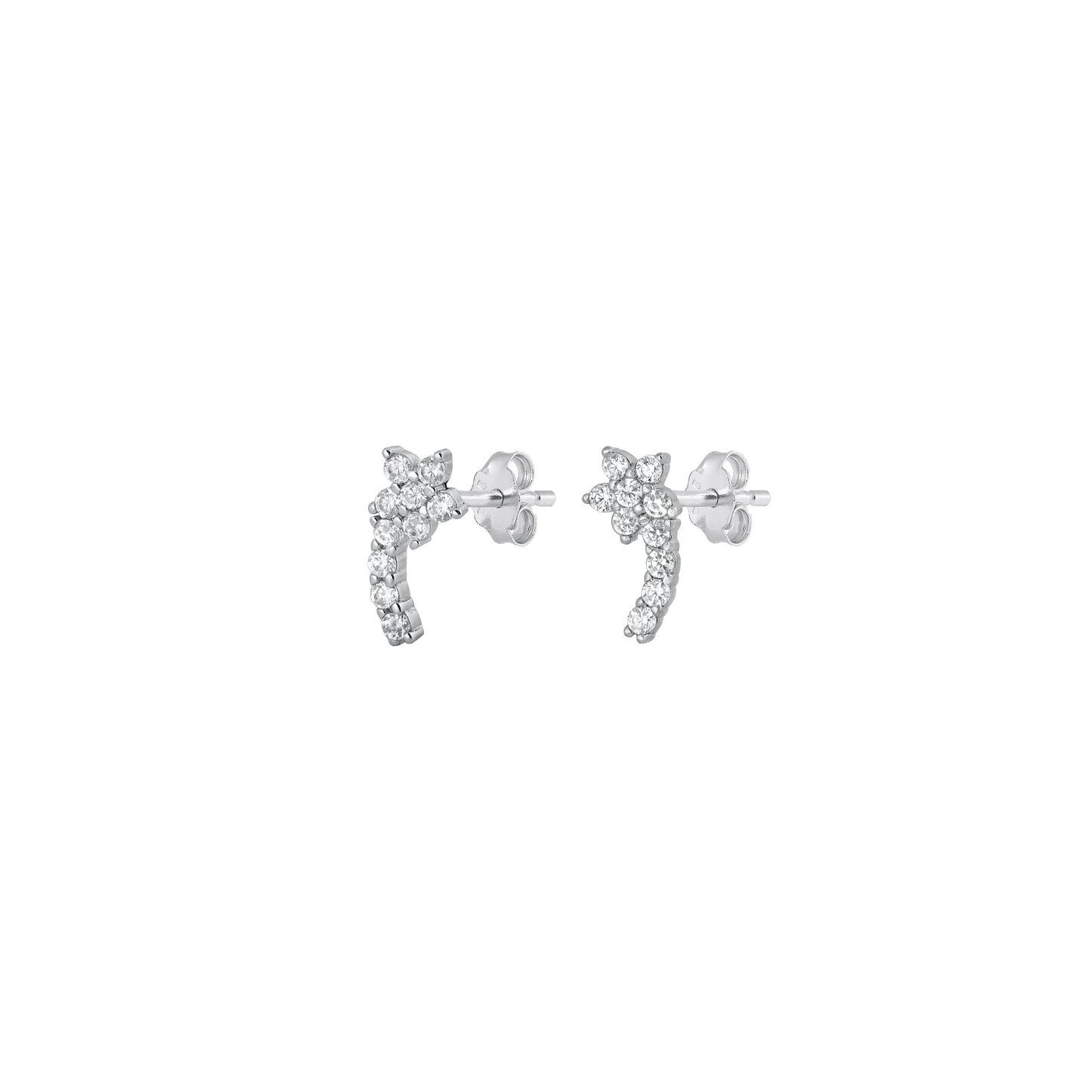 Silver CZ Earrings - Flowers