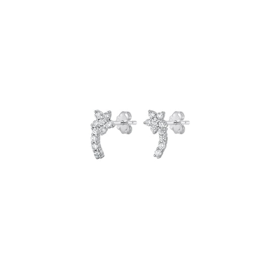 Silver CZ Earrings - Flowers