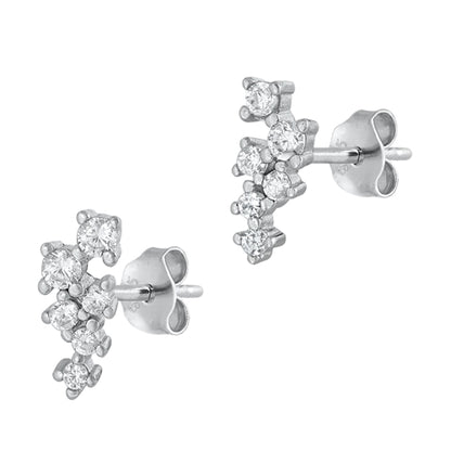 Silver CZ Earrings - Cluster