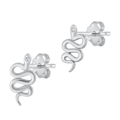 Silver CZ Earrings - Snake