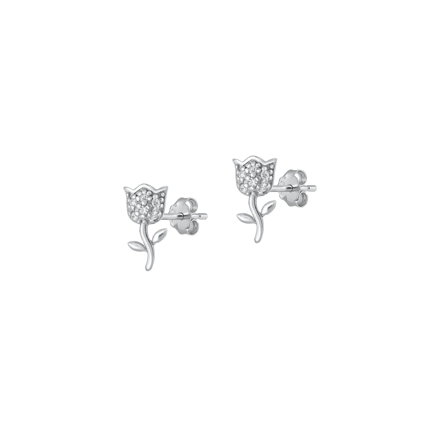 Silver CZ Earrings - Rose