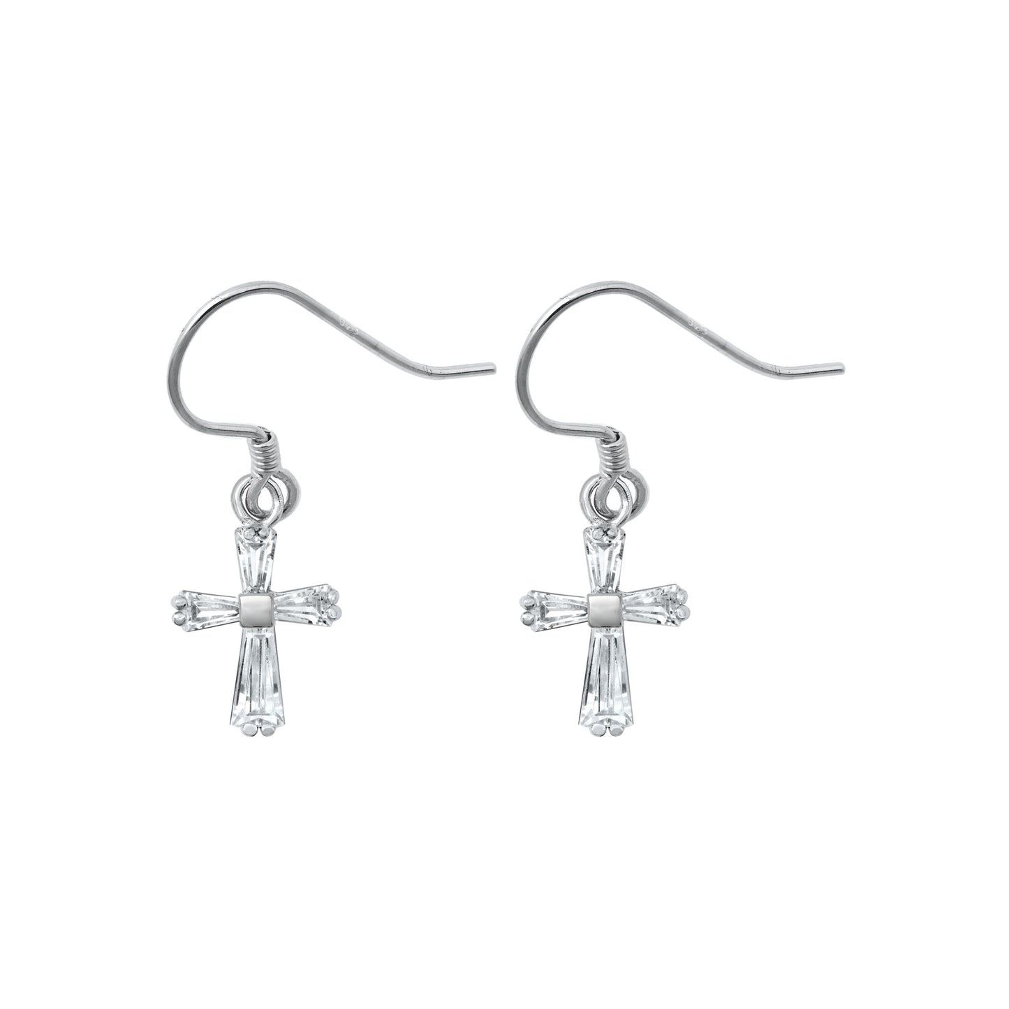 Silver CZ Earrings - Cross