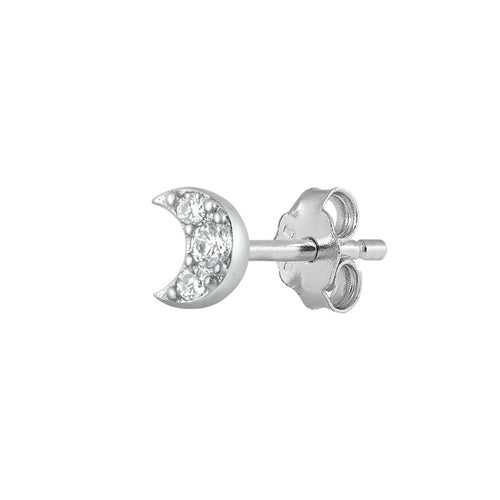 Silver CZ Earrings - Moon