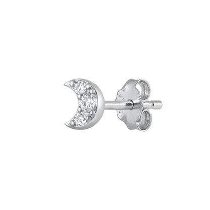 Silver CZ Earrings - Moon