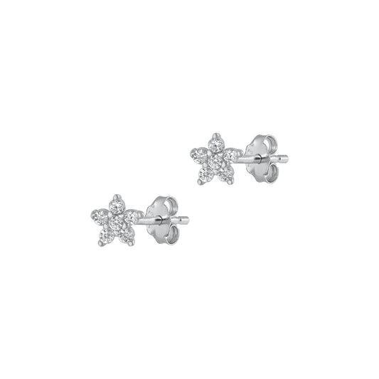 Silver CZ Earrings - Flower