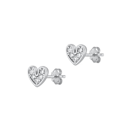 Silver CZ Earrings - Heart