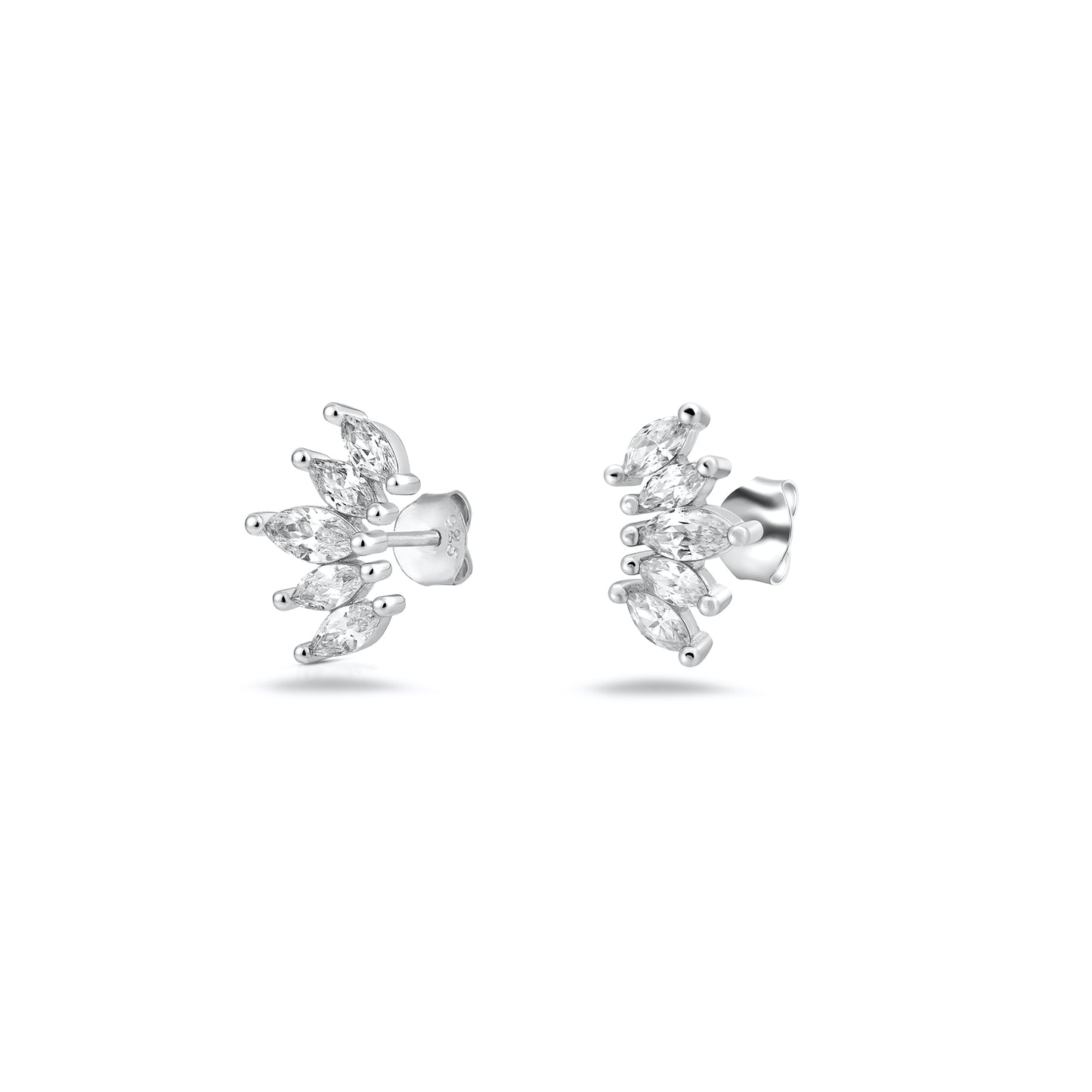 Silver CZ Earrings - Marquise Cluster