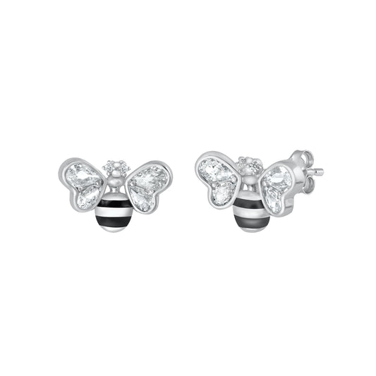 Silver CZ Earrings - Bee