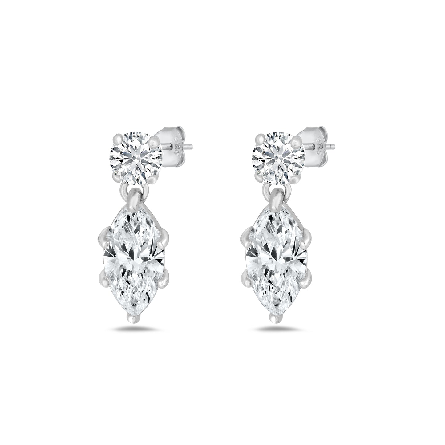 Silver CZ Earring - Marquise