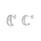 Silver CZ Open Hoop Earrings