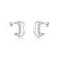 Silver CZ Open Hoop Earrings