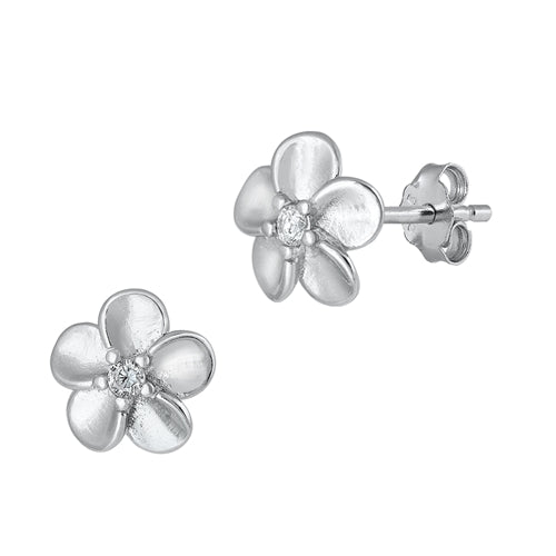 Silver CZ Earrings - Flower