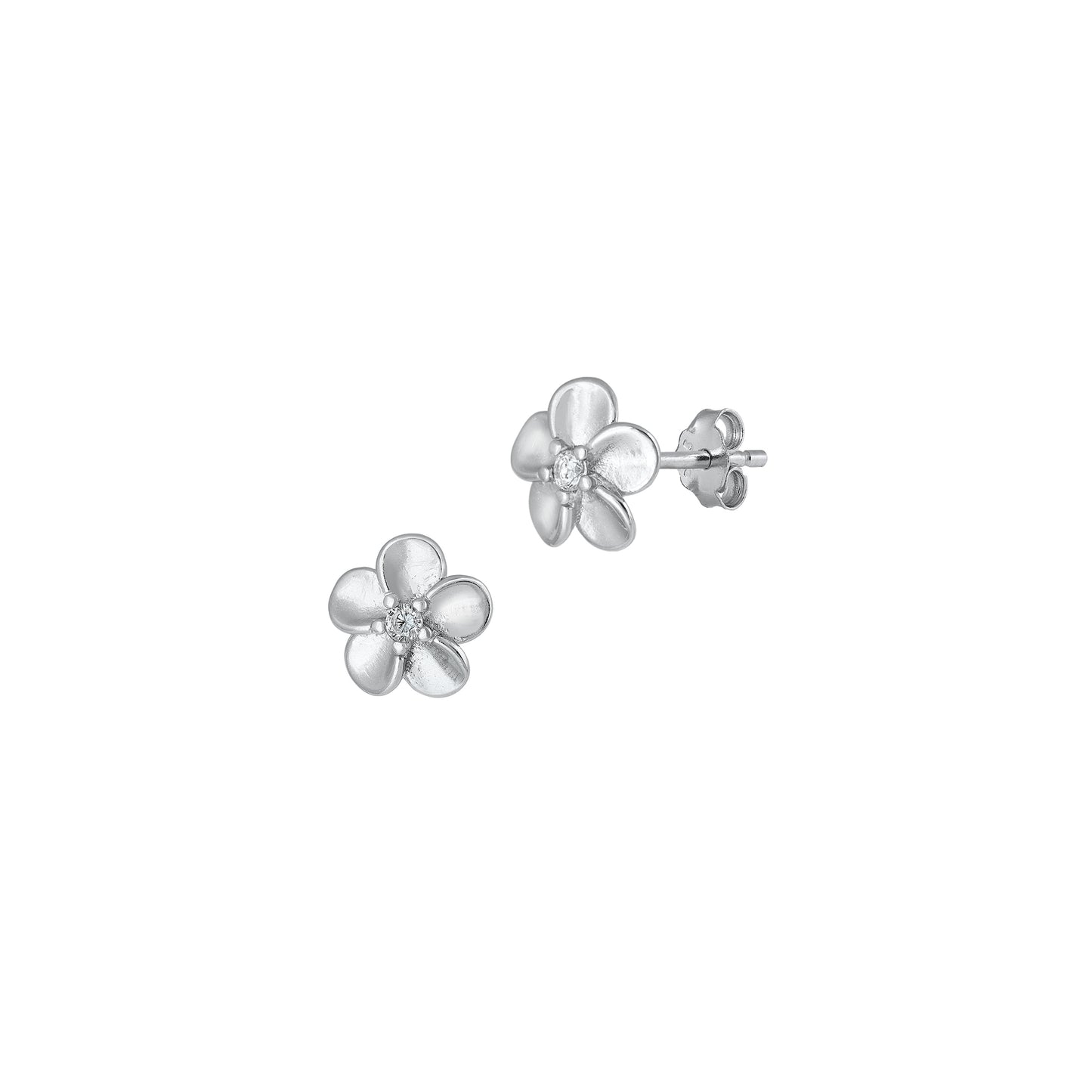 Silver CZ Earrings - Flower