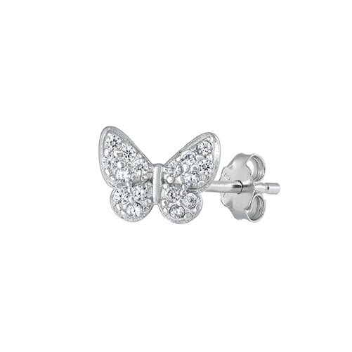 Silver CZ Earrings - Butterflies