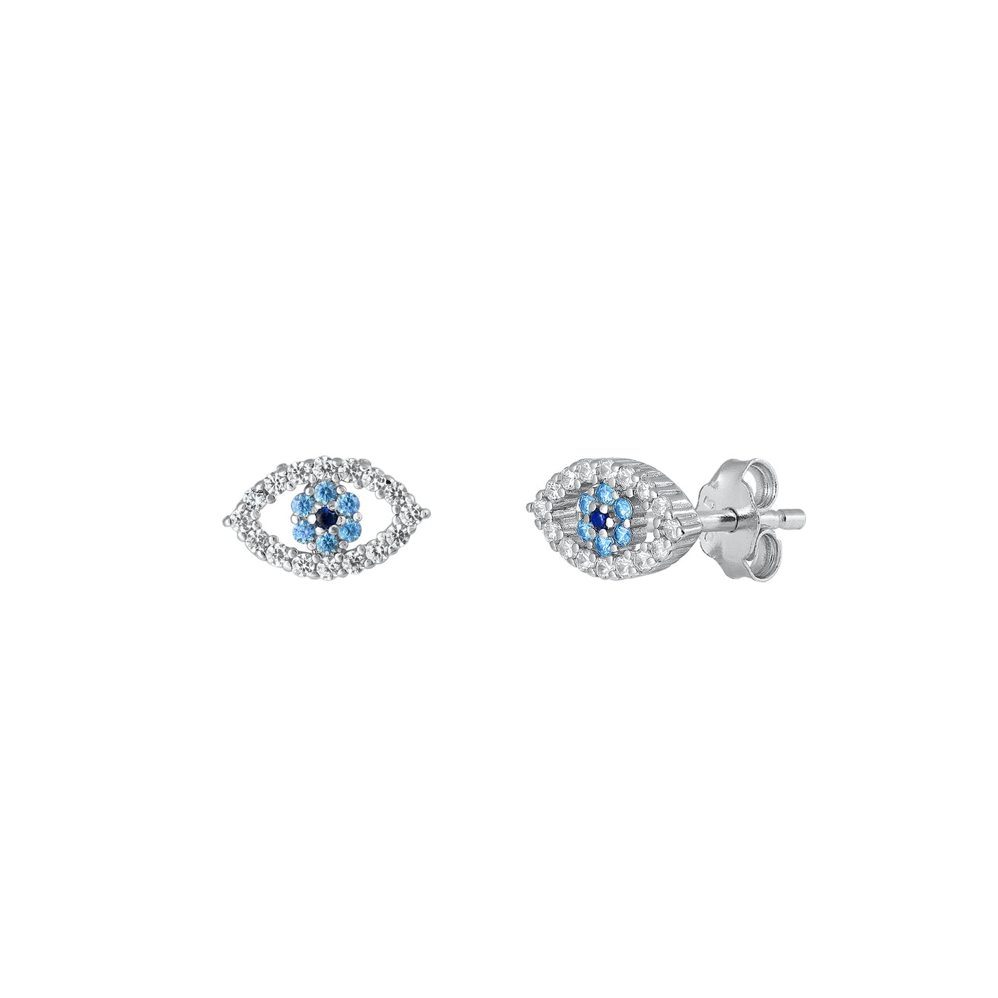 Silver CZ Earring - Evil Eye