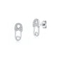 Silver CZ Earrings - Safety Pin