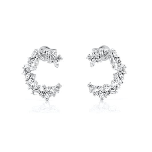 Silver CZ Earrings - Baguette Cluster