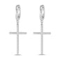 Silver CZ Earrings - Dangle Cross