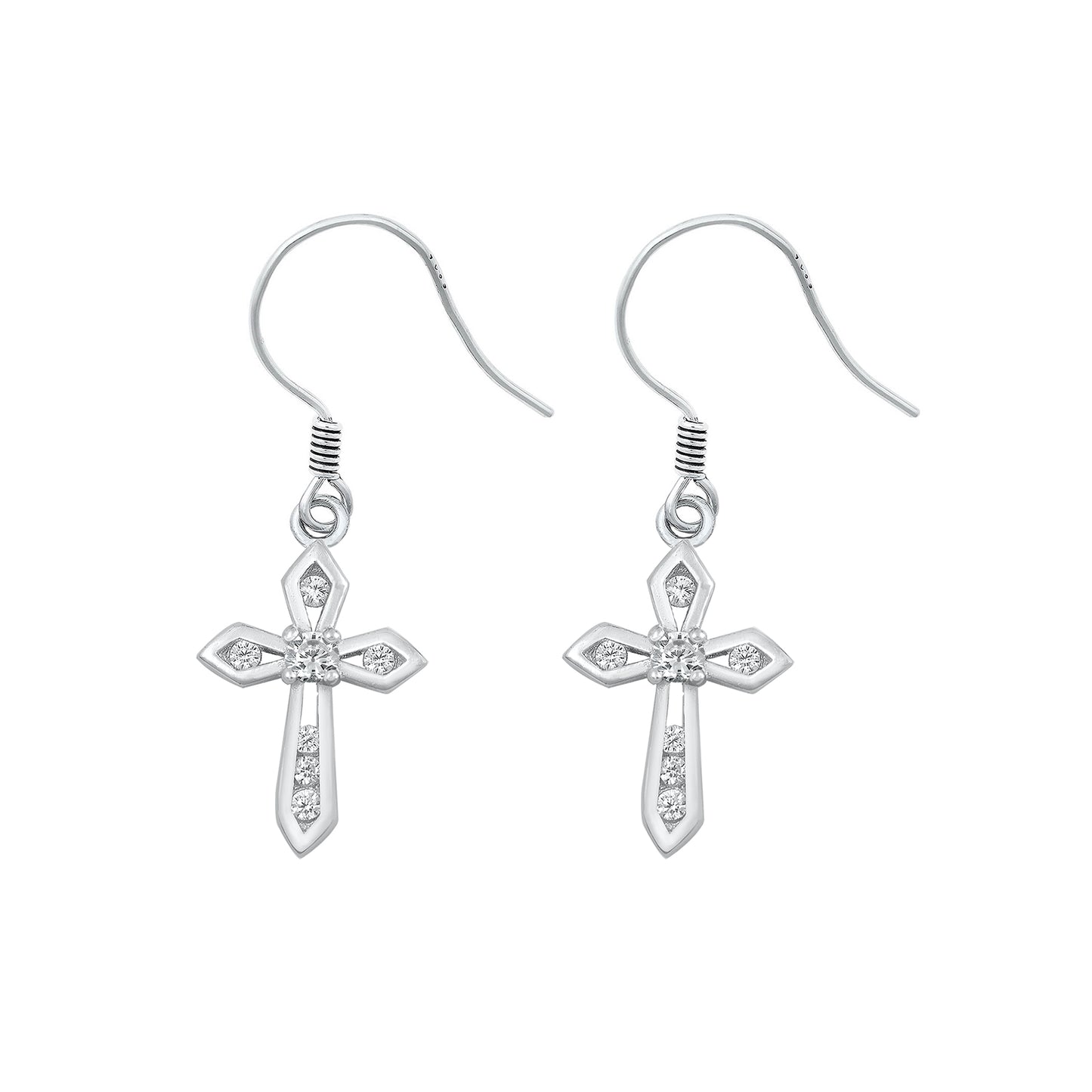 Silver CZ Earring - Cross