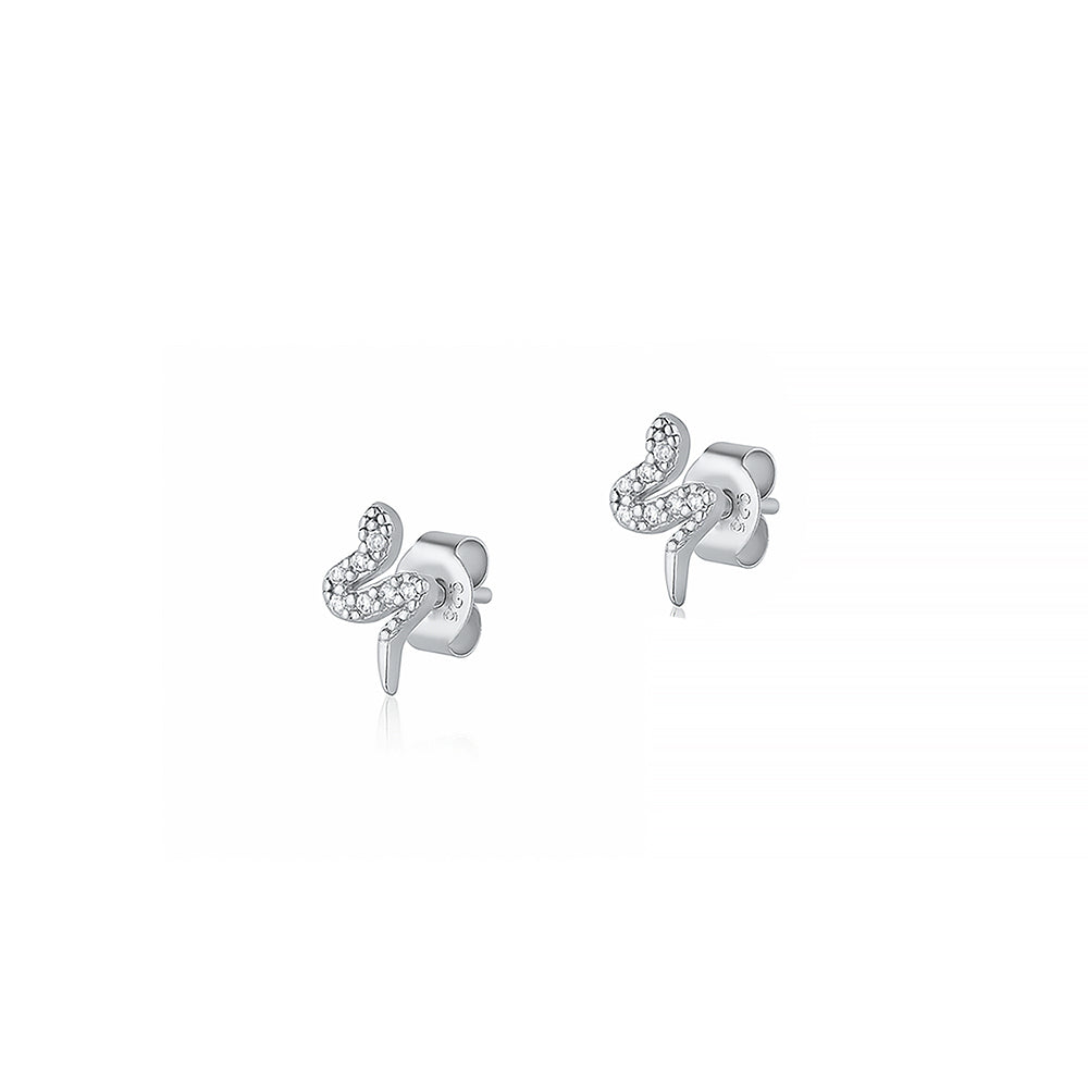 Silver CZ Earring - Snake