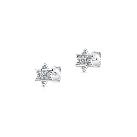 Silver CZ Earring - Star of David
