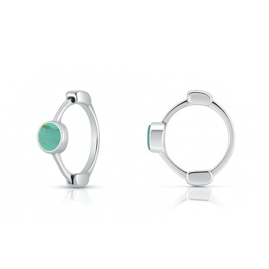 Silver Stone Huggie Hoop Earrings