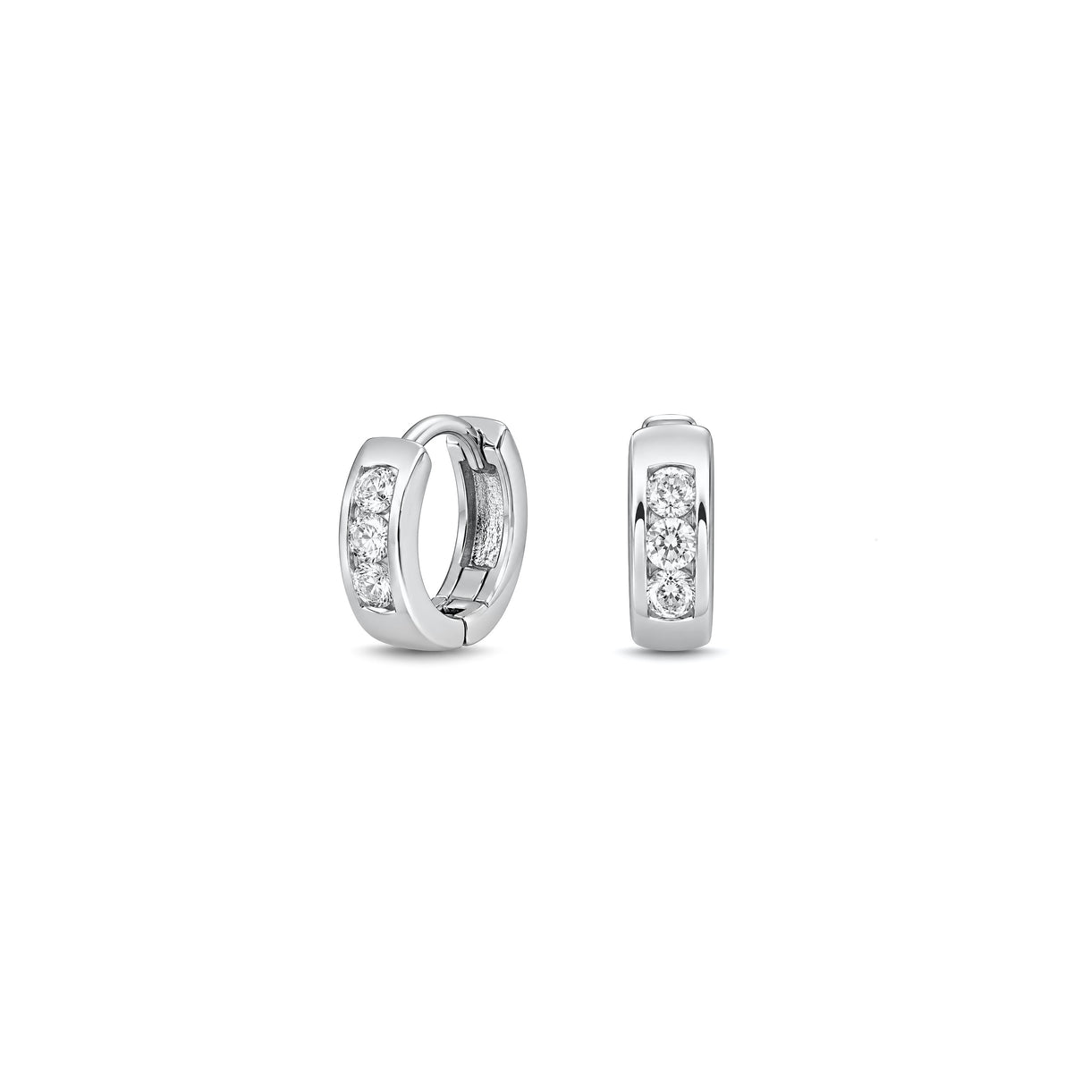Silver CZ Huggie Earrings