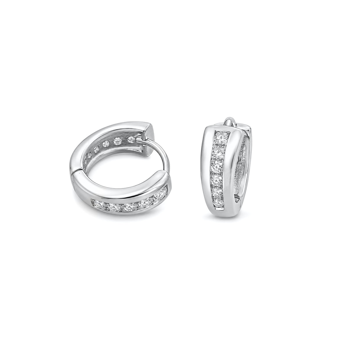Silver CZ Huggie Earrings