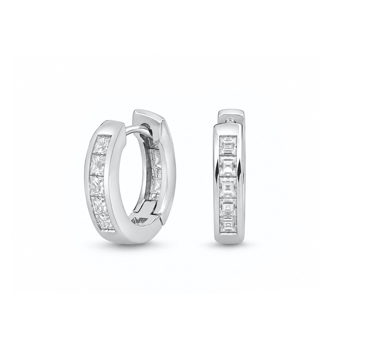 Silver CZ Huggie Earrings