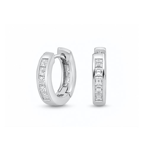 Silver CZ Huggie Earrings