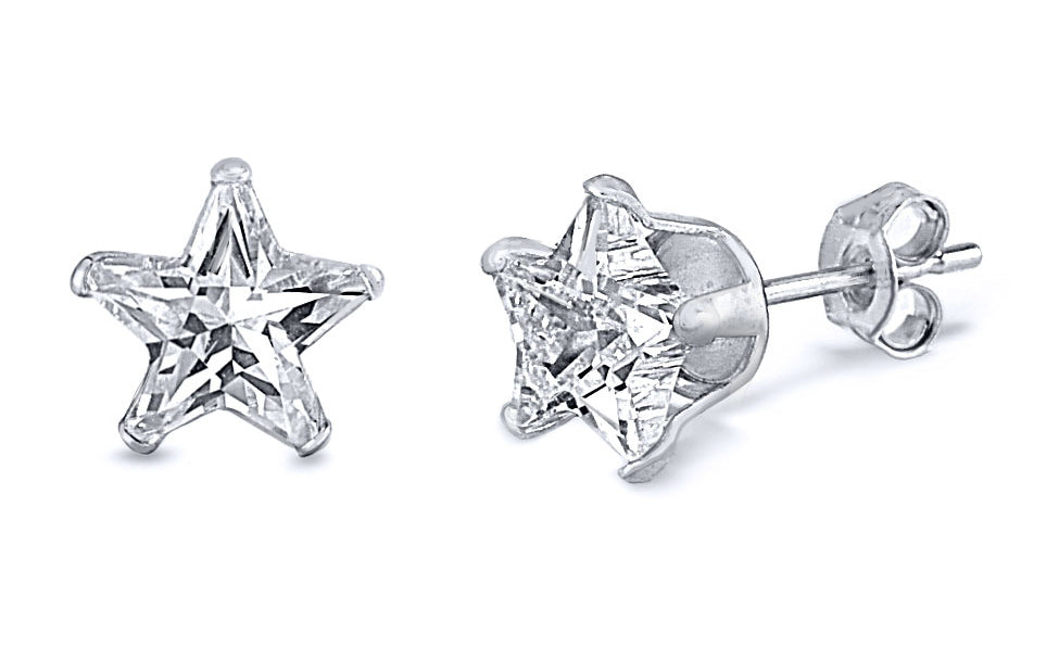 Star Clear CZ Earrings