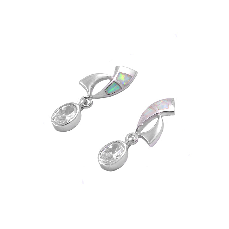 Silver Lab Opal Earrings