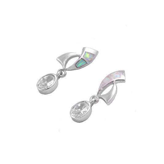 Silver Lab Opal Earrings