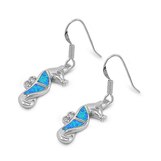 Silver Lab Opal Earrings - Seahorse