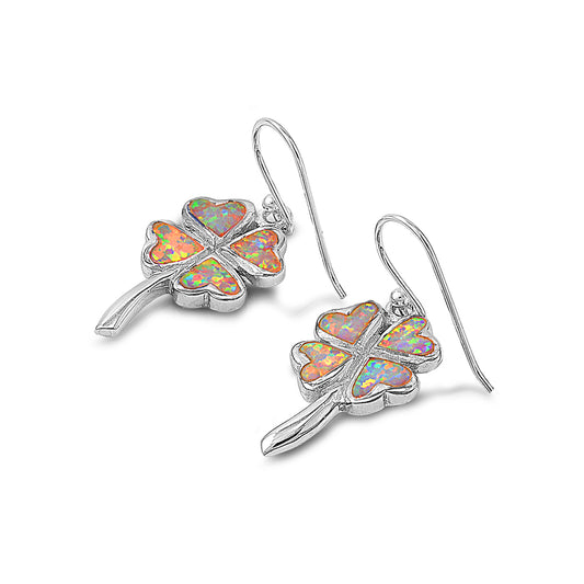 Silver Lab Opal Earrings - Plumeria & Heart
