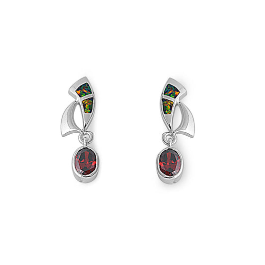 Silver Lab Opal Earrings