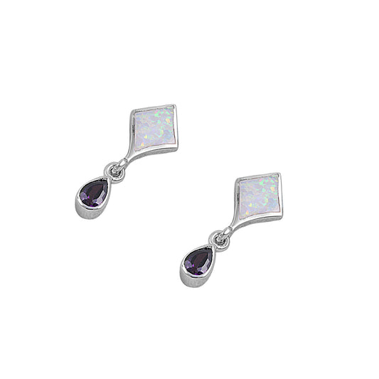 Silver Lab Opal Earrings