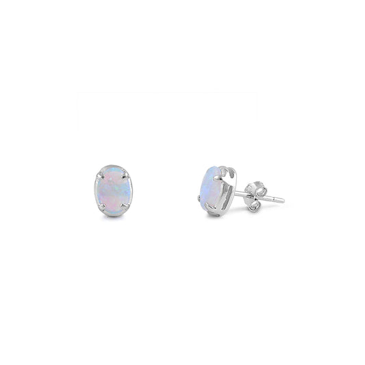 Silver Lab Opal Earrings