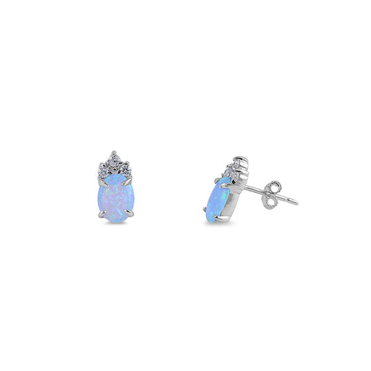 Silver Lab Opal Earrings