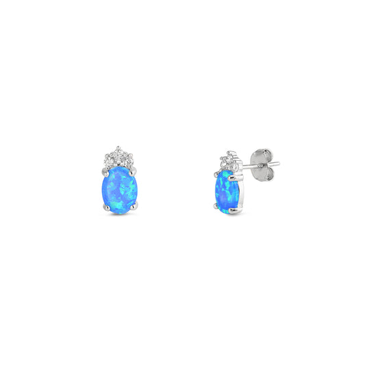 Silver Lab Opal Earrings