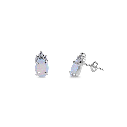 Silver Lab Opal Earrings
