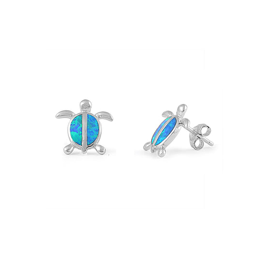 Silver Lab Opal Earrings - Turtle