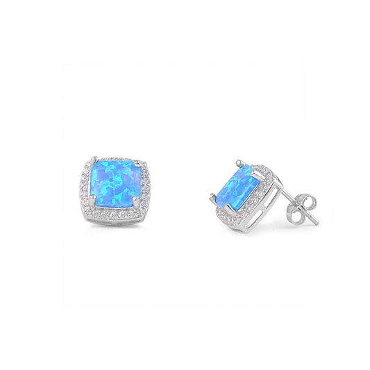 Silver Lab Opal Earrings
