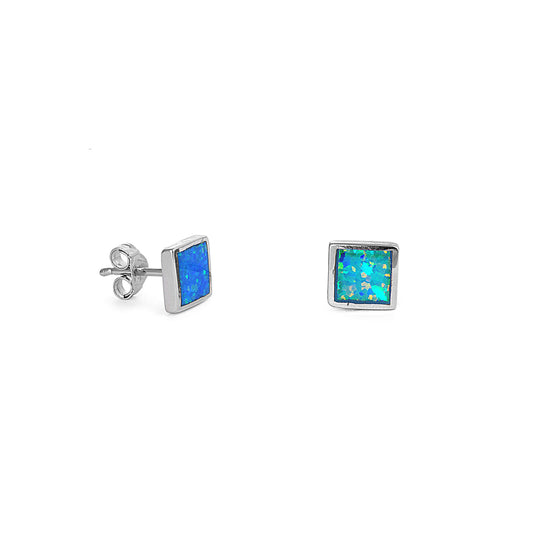 Silver Lab Opal Earrings