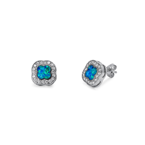 Silver Lab Opal Earrings