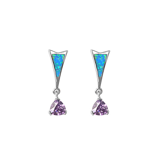 Silver Lab Opal Earrings