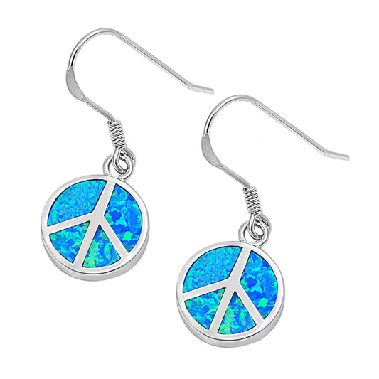 Silver Lab Opal Earrings - Peace Sign