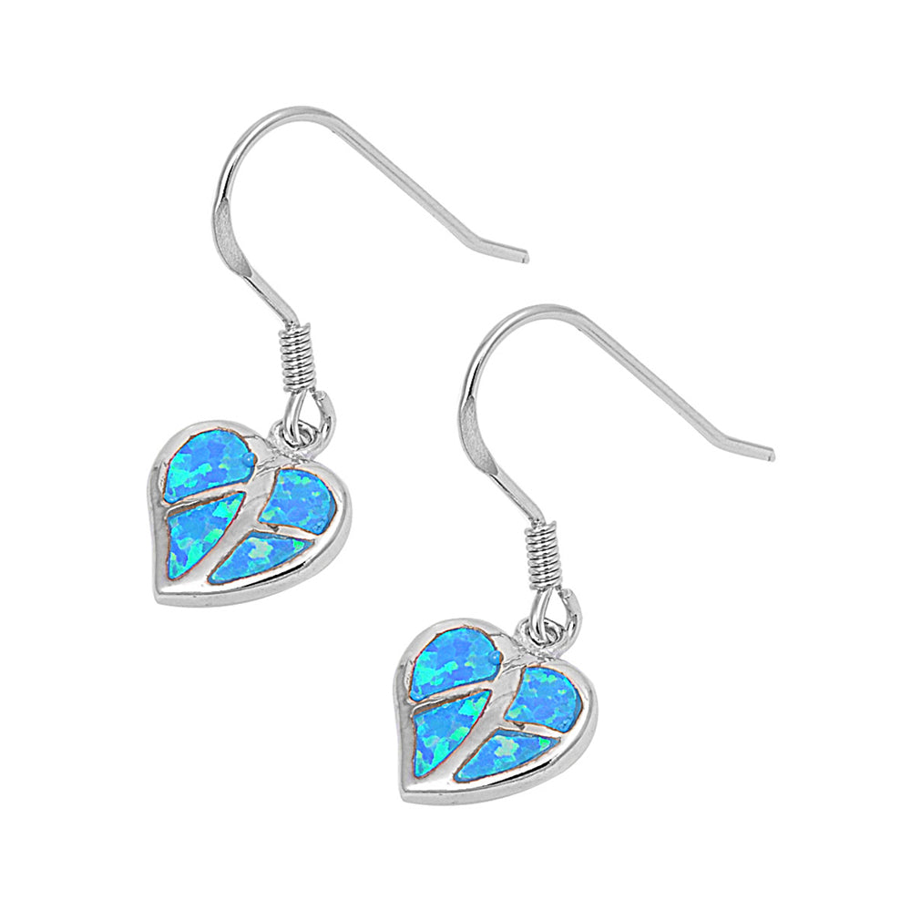 Silver Lab Opal Earrings - Heart